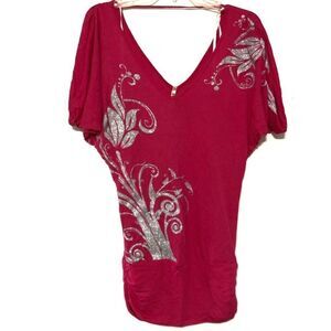 Papaya shimmering Floral print detailed blouse
